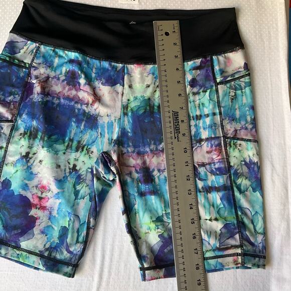 Rainbeau Women’s Short Leggings size XL (14/16), Blue & Black, Side Pockets - Picture 4 of 7